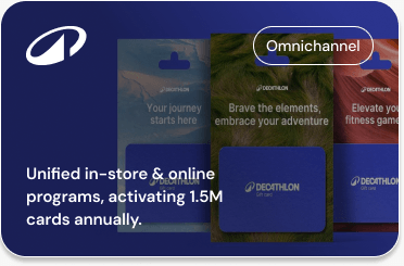 Unified in-store & online programs, activating 1.5M cards annually.